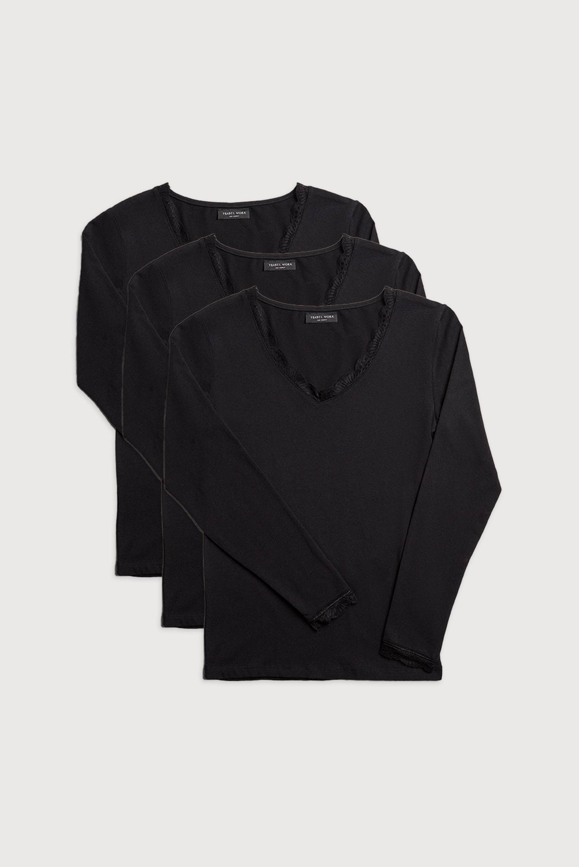 YSABEL MORA Langarmshirt »BASIC COLLECTION COTTON WITH LACE«, (3er Pack), das perfekte Basic-Longsleeve für jeden Tag von YSABEL MORA