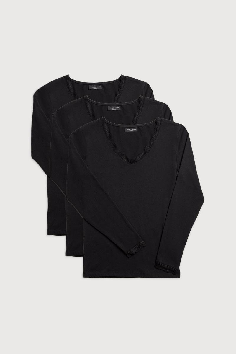 YSABEL MORA Langarmshirt »BASIC COLLECTION COTTON WITH LACE«, (3er Pack), das perfekte Basic-Longsleeve für jeden Tag von YSABEL MORA