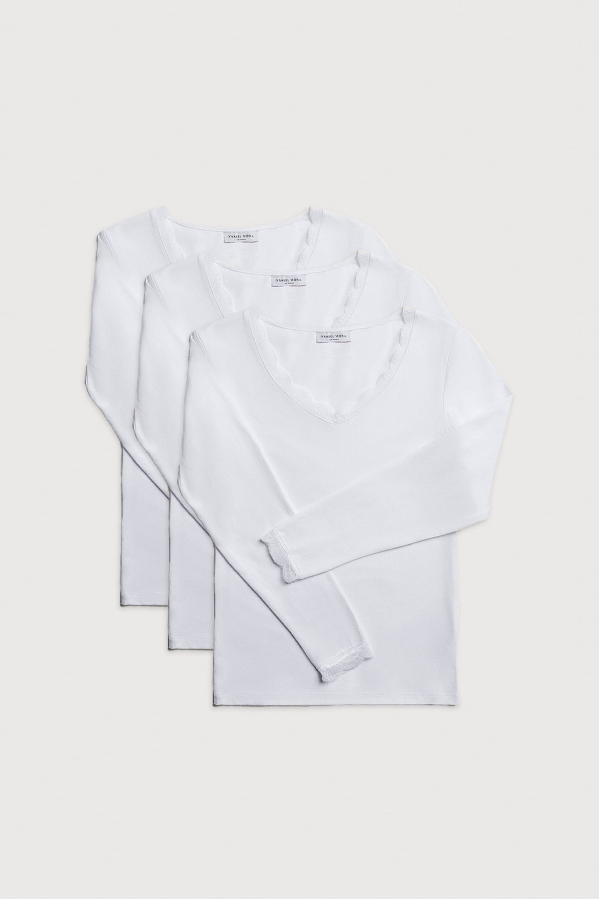 YSABEL MORA Langarmshirt »BASIC COLLECTION COTTON WITH LACE«, (3er Pack), das perfekte Basic-Longsleeve für jeden Tag von YSABEL MORA