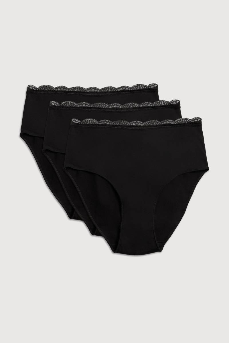 YSABEL MORA Taillenslip »BASIC COLLECTION COTTON WITH LACE«, (3er Pack), hochgeschnitten und mit zarter Spitze verfeinert von YSABEL MORA