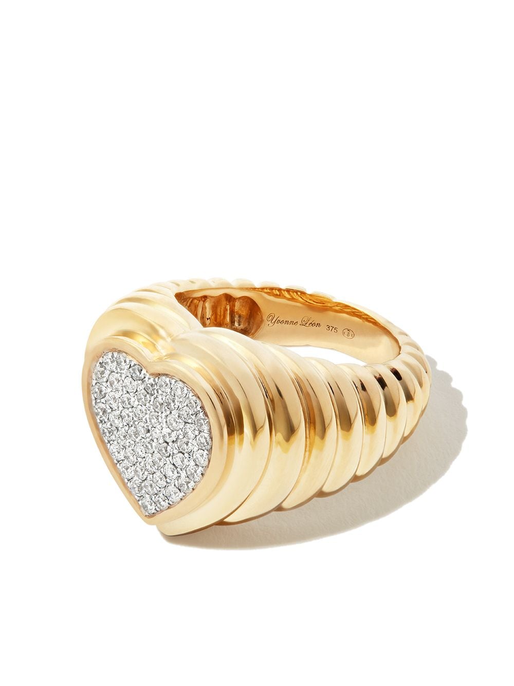 Yvonne Léon 9kt yellow gold Heart diamond signet ring von Yvonne Léon