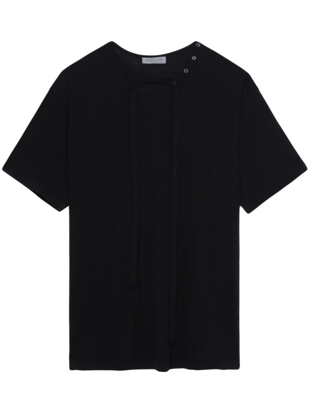 Yohji Yamamoto asymmetric cotton T-shirt - Black von Yohji Yamamoto