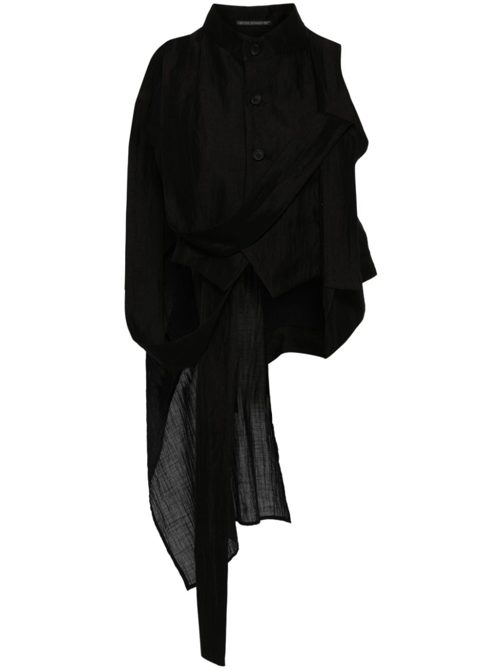 Yohji Yamamoto asymmetric cropped shirt - Black von Yohji Yamamoto