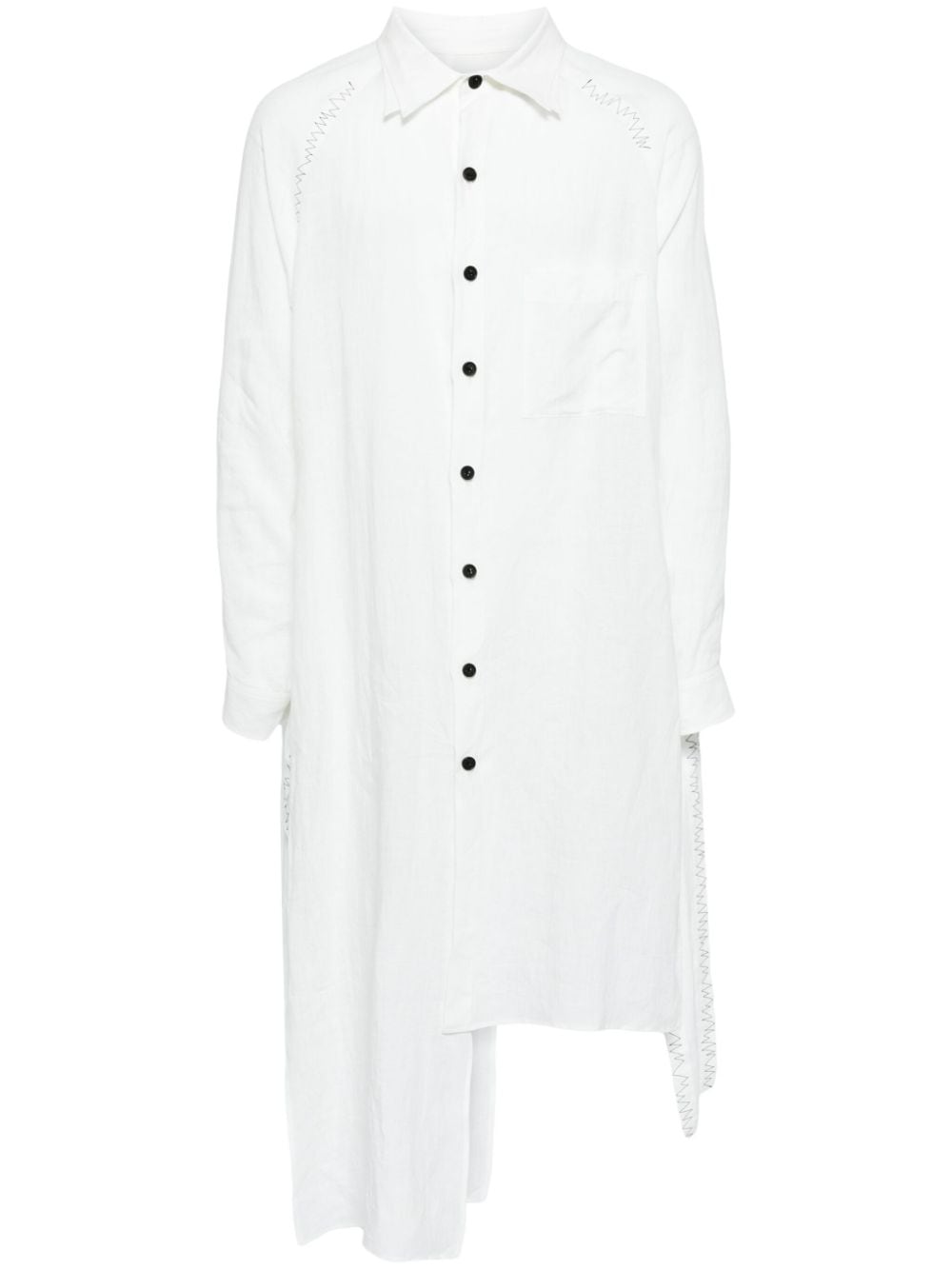 Yohji Yamamoto asymmetric flax shirt - White von Yohji Yamamoto