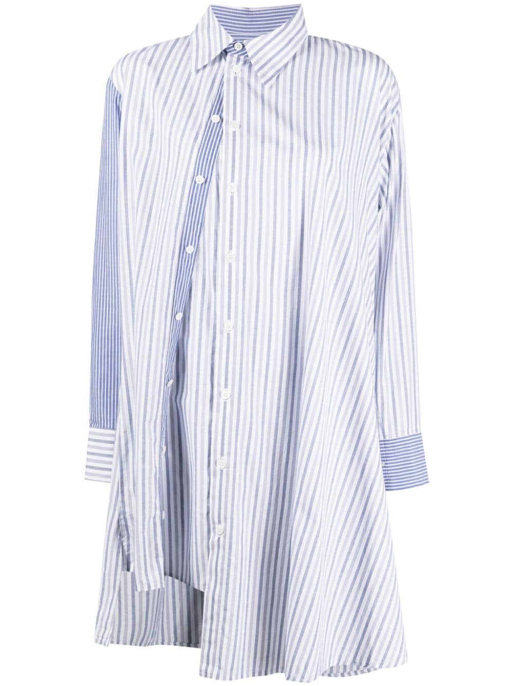 Yohji Yamamoto asymmetric striped cotton shirt - White von Yohji Yamamoto