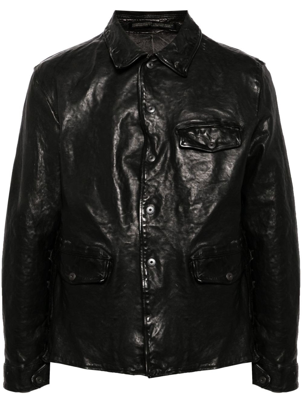 Yohji Yamamoto classic-collar leather jacket - Black von Yohji Yamamoto