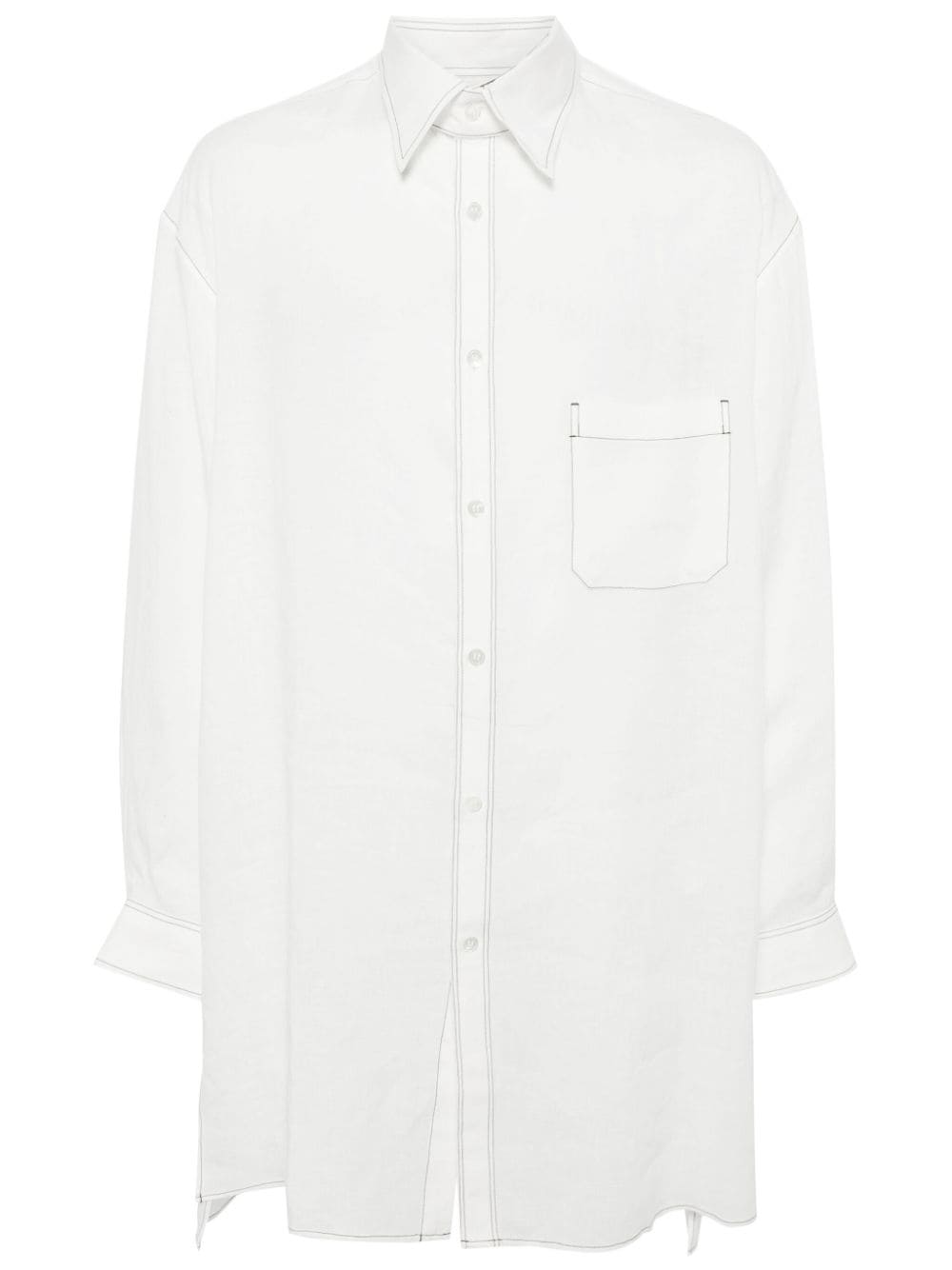 Yohji Yamamoto contrast-stitching linen shirt - White von Yohji Yamamoto