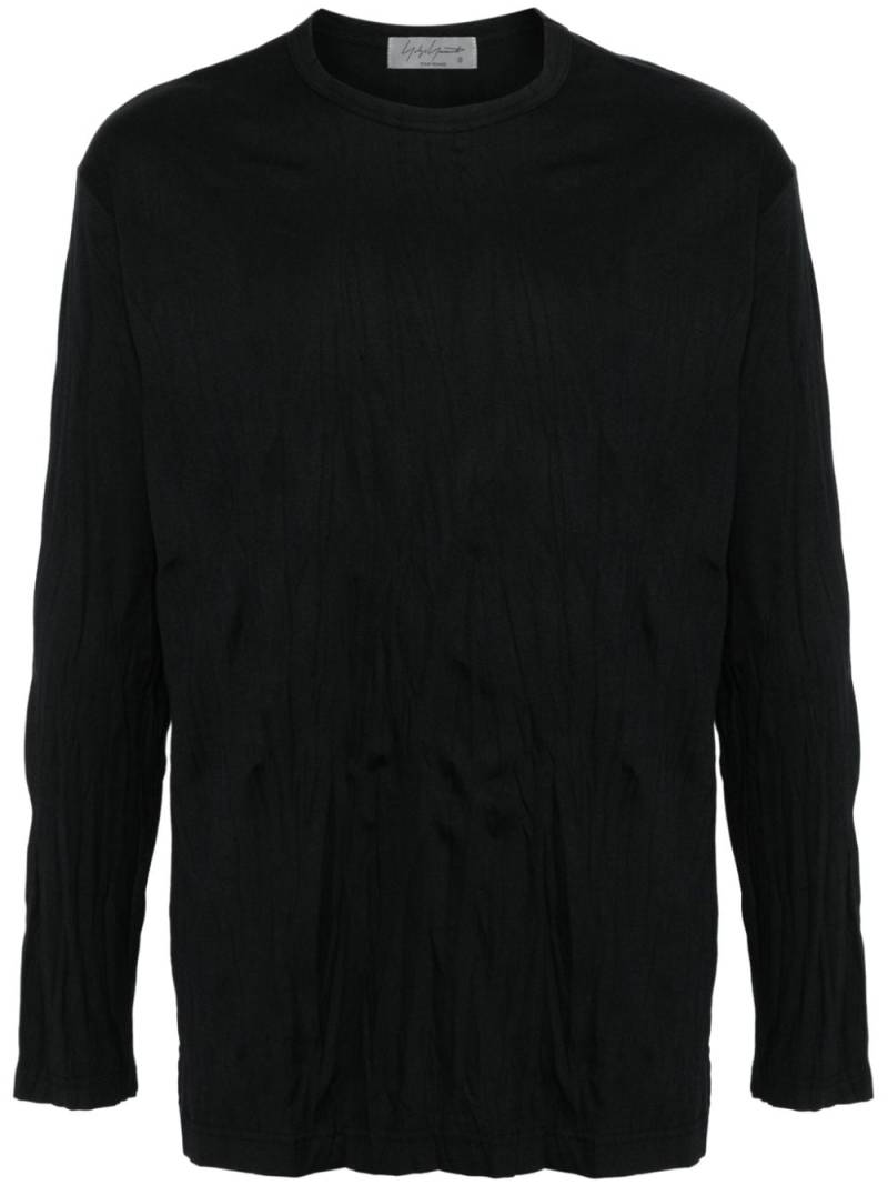 Yohji Yamamoto creased long-sleeved T-shirt - Black von Yohji Yamamoto