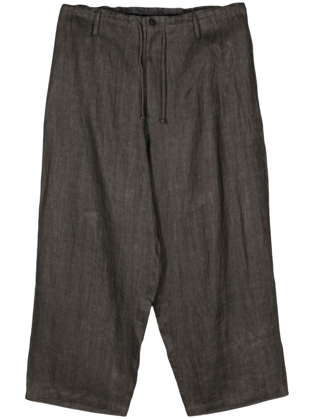 Yohji Yamamoto cropped linen trousers - Black von Yohji Yamamoto