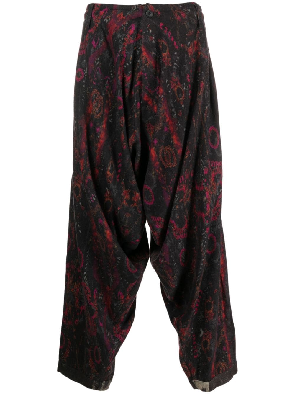 Yohji Yamamoto floral-print tailored trousers - Black von Yohji Yamamoto