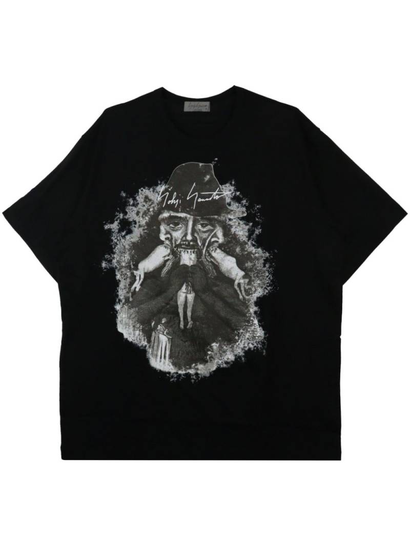 Yohji Yamamoto graphic-print cotton T-shirt - Black von Yohji Yamamoto