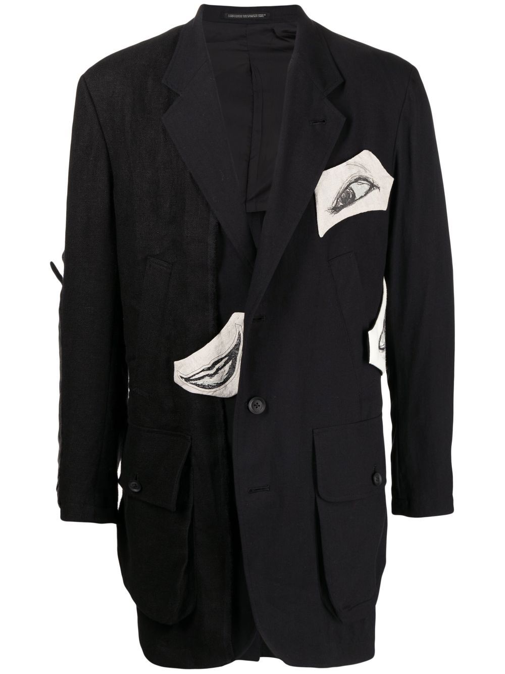 Yohji Yamamoto graphic-print cotton blazer - Black von Yohji Yamamoto