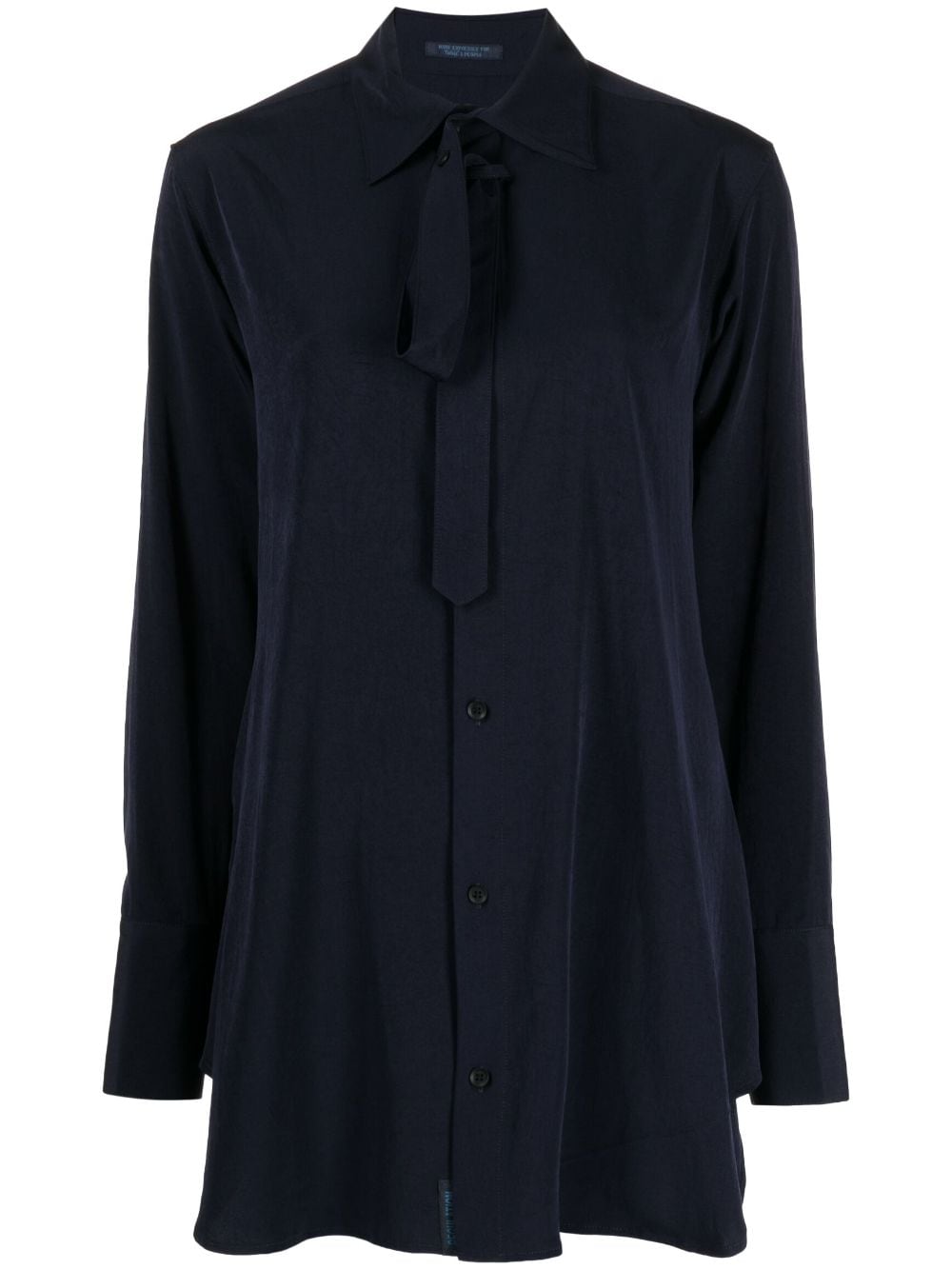 Yohji Yamamoto lace-fastening long-sleeved blouse - Blue von Yohji Yamamoto