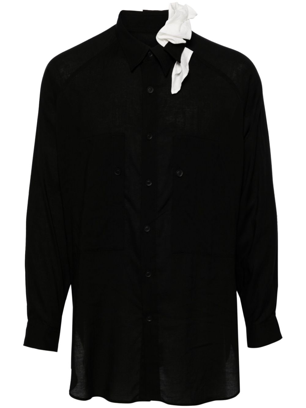 Yohji Yamamoto layered appliqué-detail shirt - Black von Yohji Yamamoto