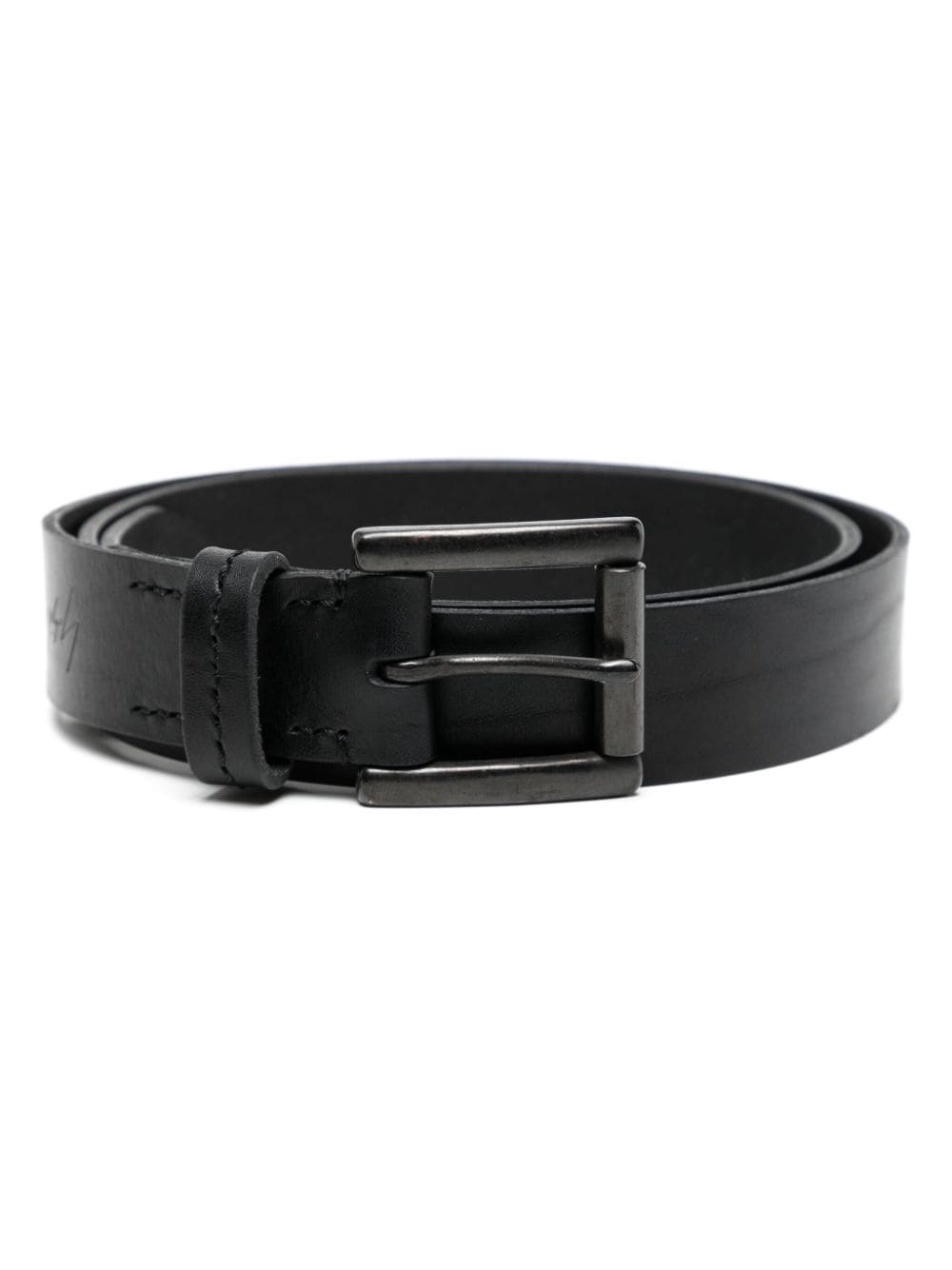 Yohji Yamamoto logo-debossed leather belt - Black von Yohji Yamamoto