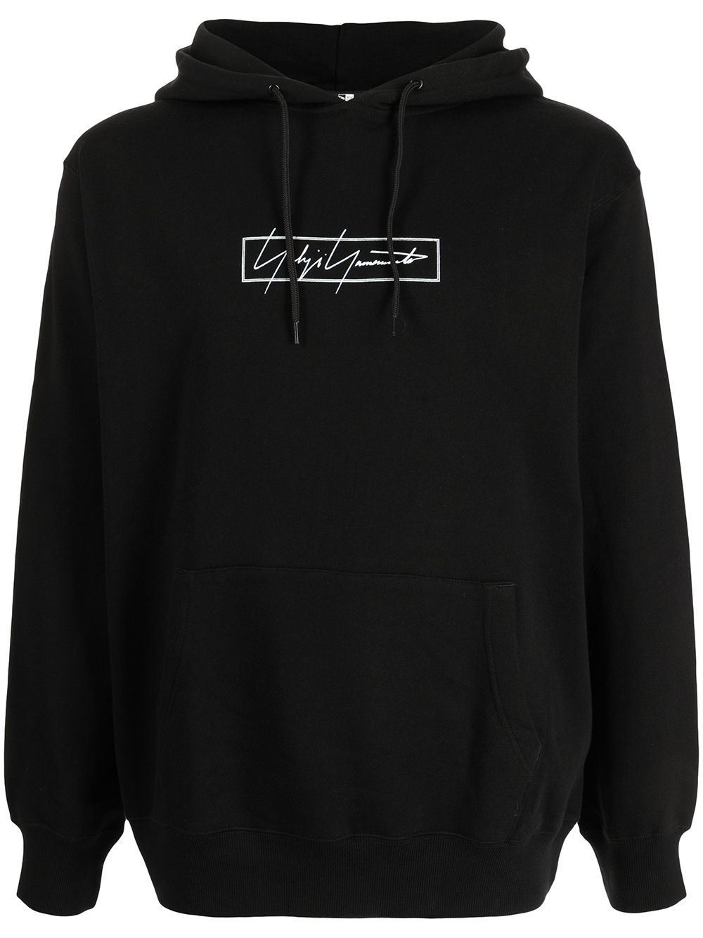 Yohji Yamamoto logo-print hoodie - Black von Yohji Yamamoto