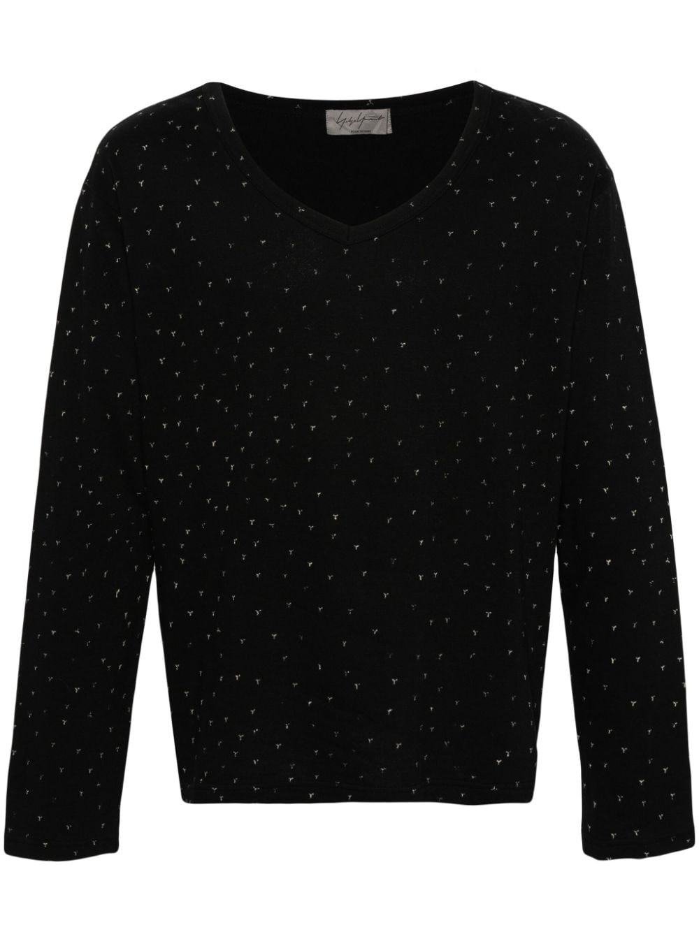 Yohji Yamamoto logo-print long-sleeve T-shirt - Black von Yohji Yamamoto