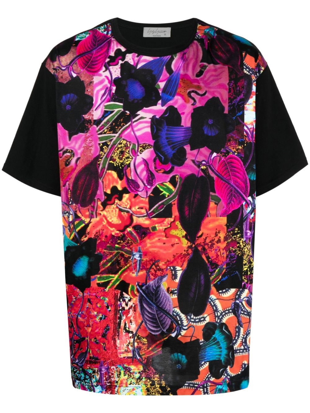 Yohji Yamamoto patchwork-design cotton T-shirt - Black von Yohji Yamamoto