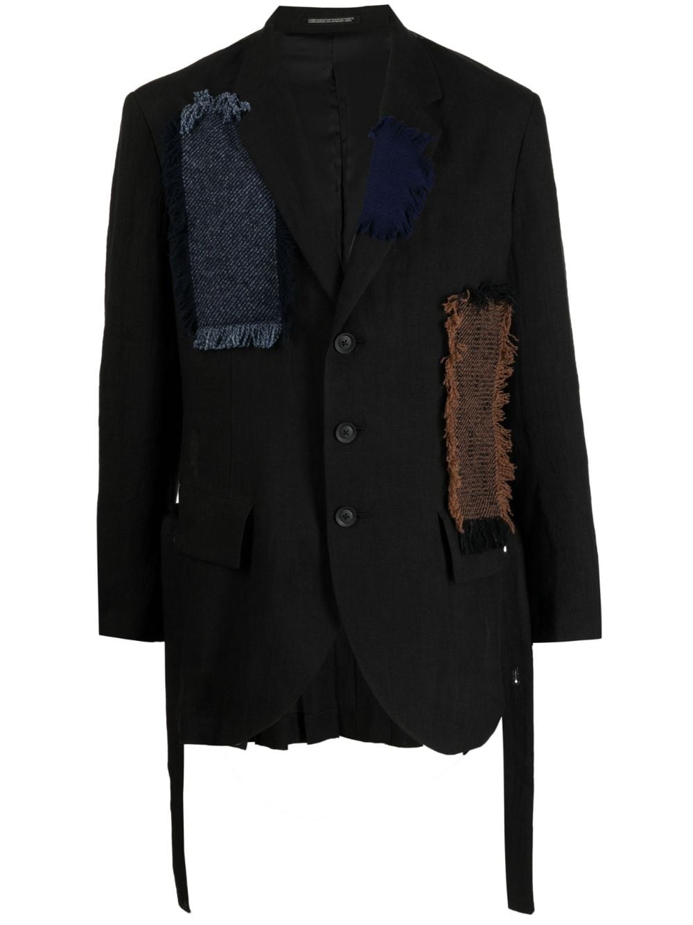 Yohji Yamamoto patchwork single-breasted blazer - Black von Yohji Yamamoto