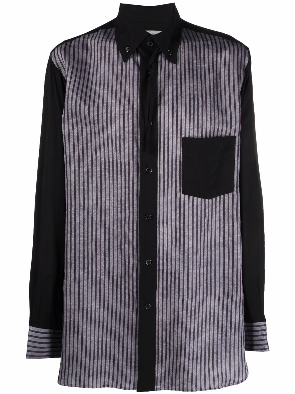 Yohji Yamamoto pinstripe print panel shirt - Black von Yohji Yamamoto