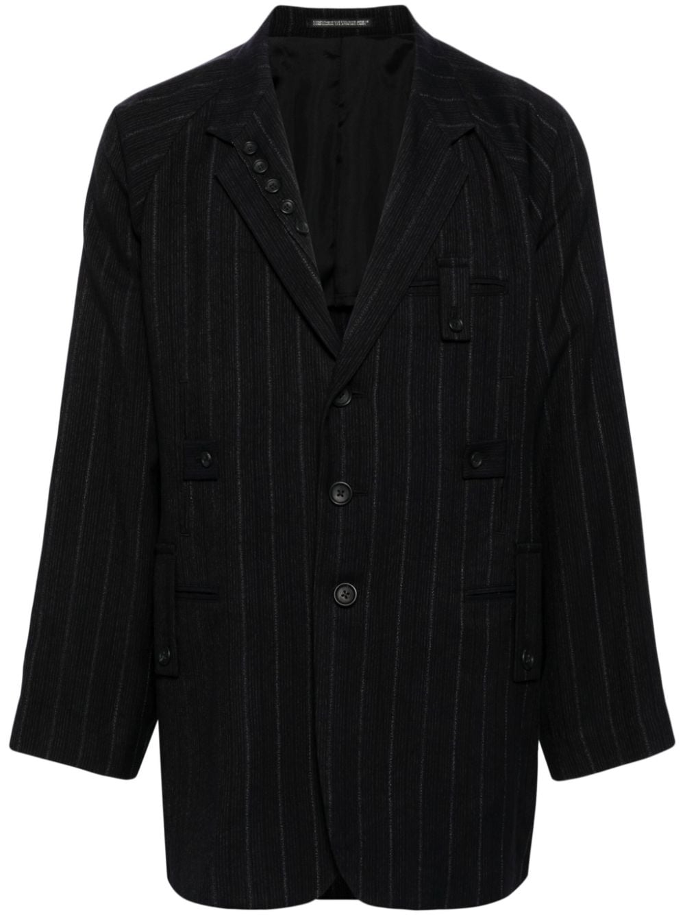 Yohji Yamamoto pinstriped single-breasted blazer - Black von Yohji Yamamoto