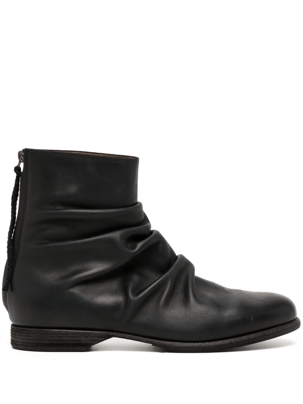 Yohji Yamamoto pleat-detail leather boots - Black von Yohji Yamamoto