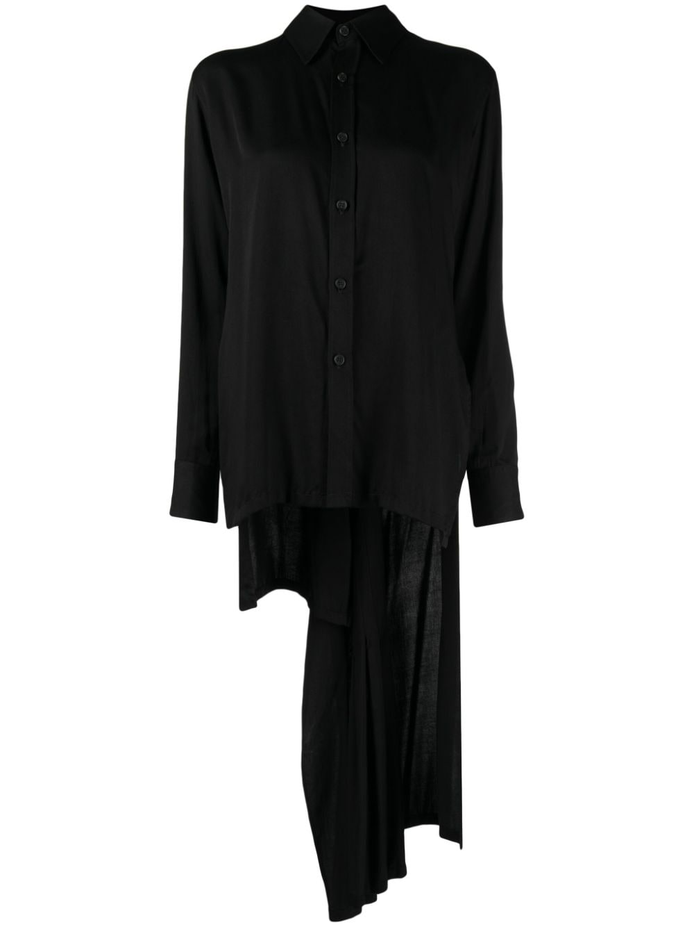 Yohji Yamamoto pleated high-low hem shirt - Black von Yohji Yamamoto