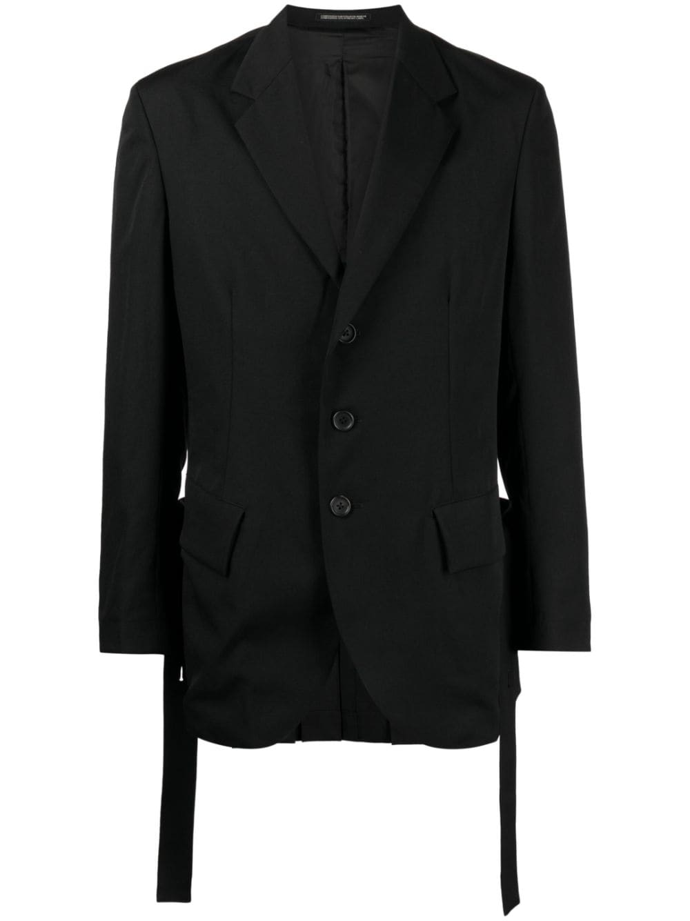 Yohji Yamamoto single-breasted notched wool blazer - Black von Yohji Yamamoto