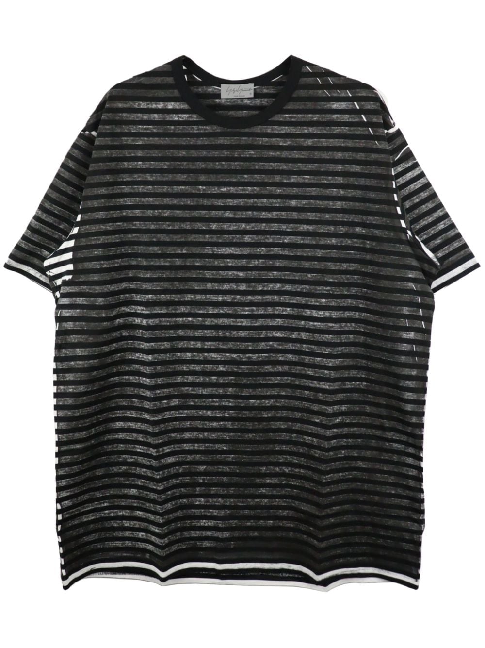 Yohji Yamamoto striped cotton T-shirt - Black von Yohji Yamamoto