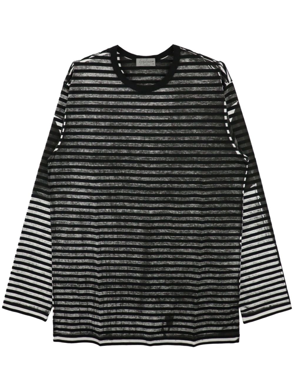 Yohji Yamamoto striped cotton T-shirt - Black von Yohji Yamamoto