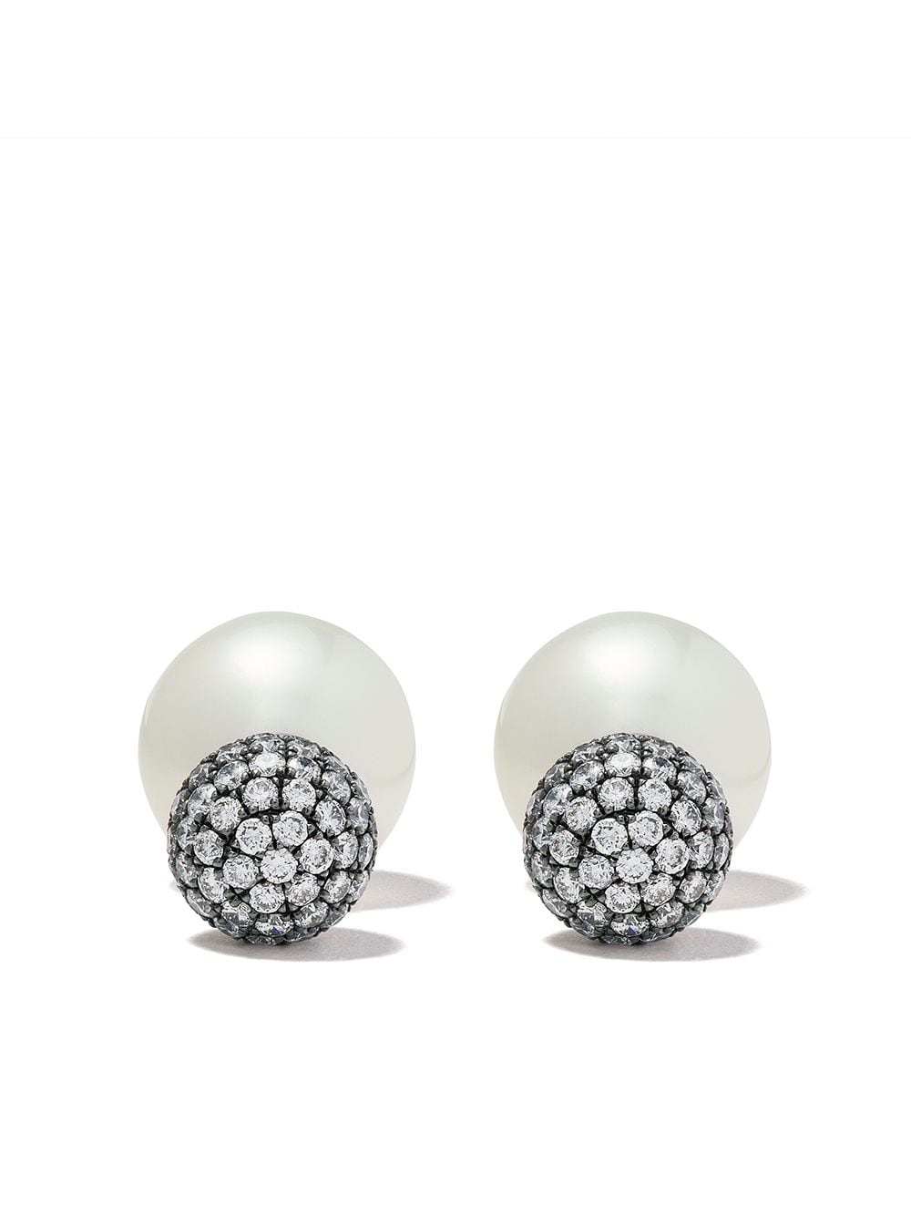 Yoko London 18kt black gold Duet South Sea pearl and diamond earrings - Silver von Yoko London