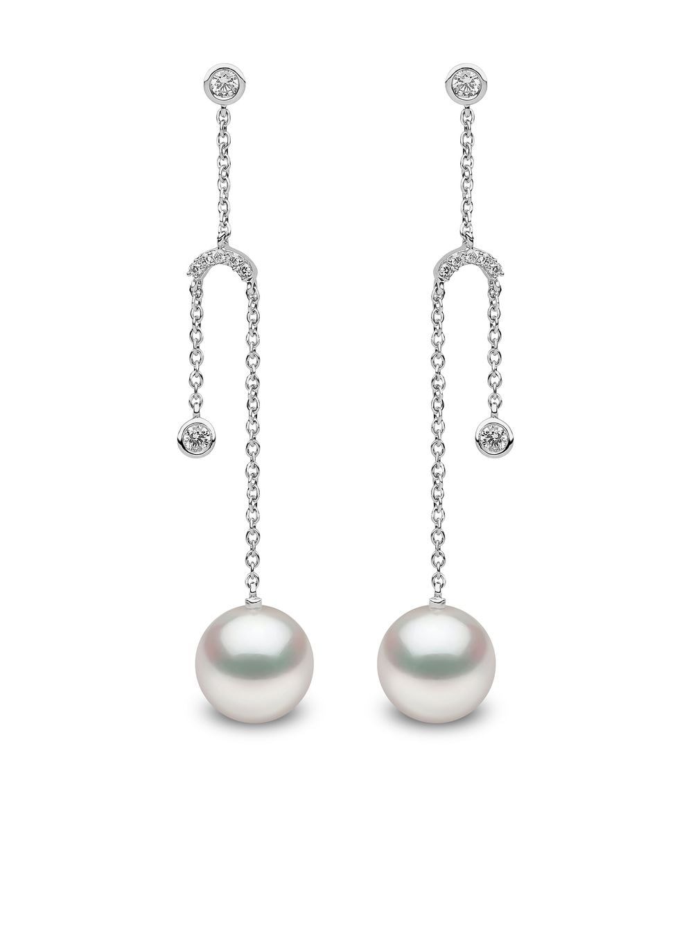 Yoko London 18kt white gold Trend freshwater pearl and diamond earrings - Silver von Yoko London