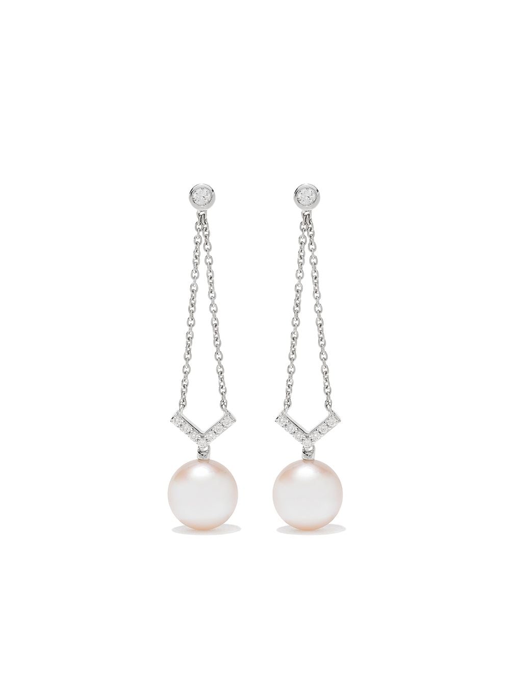 Yoko London 18kt white gold Trend diamond and pearl drop earrings - Silver von Yoko London