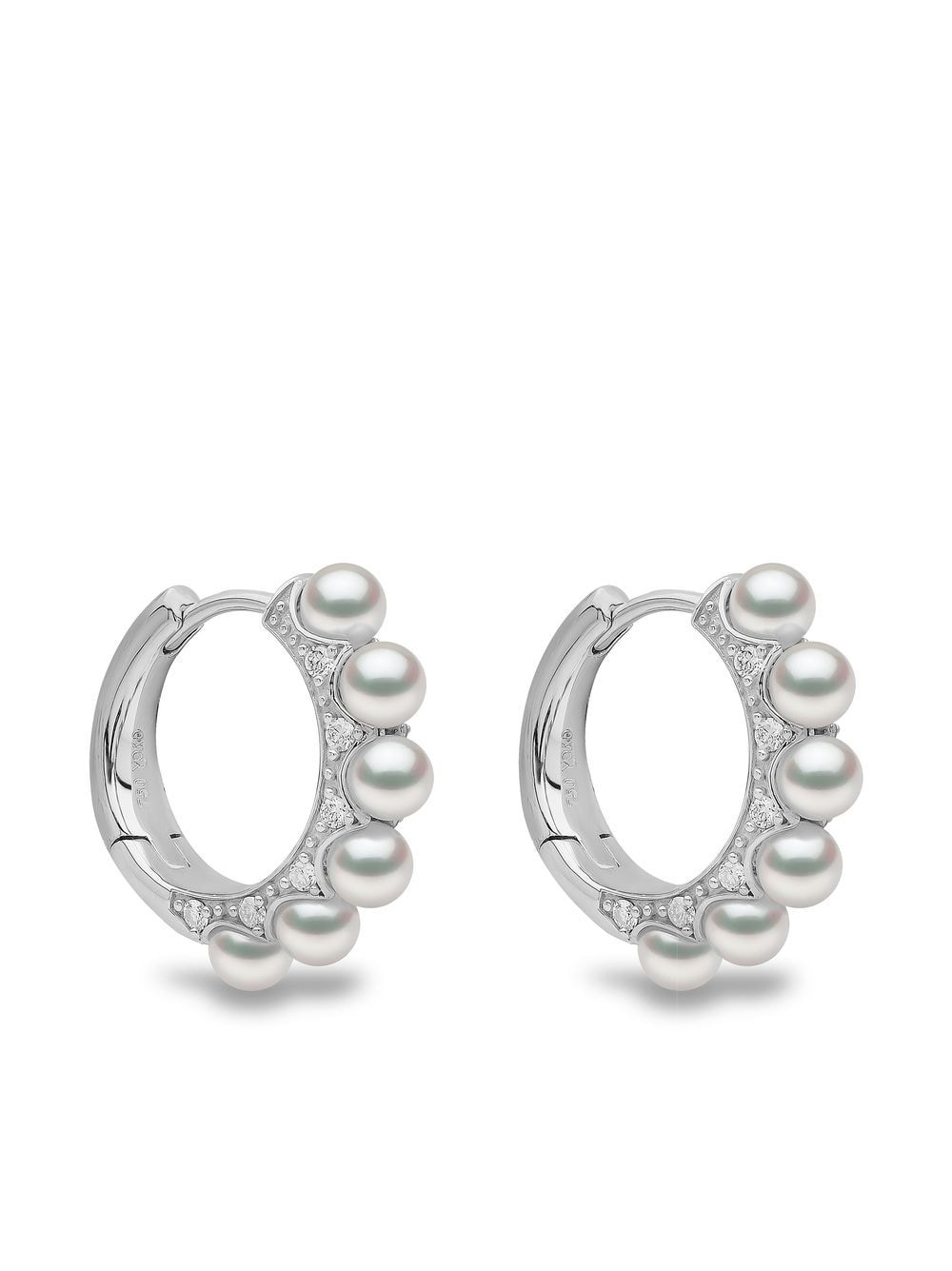 Yoko London 18kt white Eclipse Akoya pearl and diamond hoop earrings - Silver von Yoko London