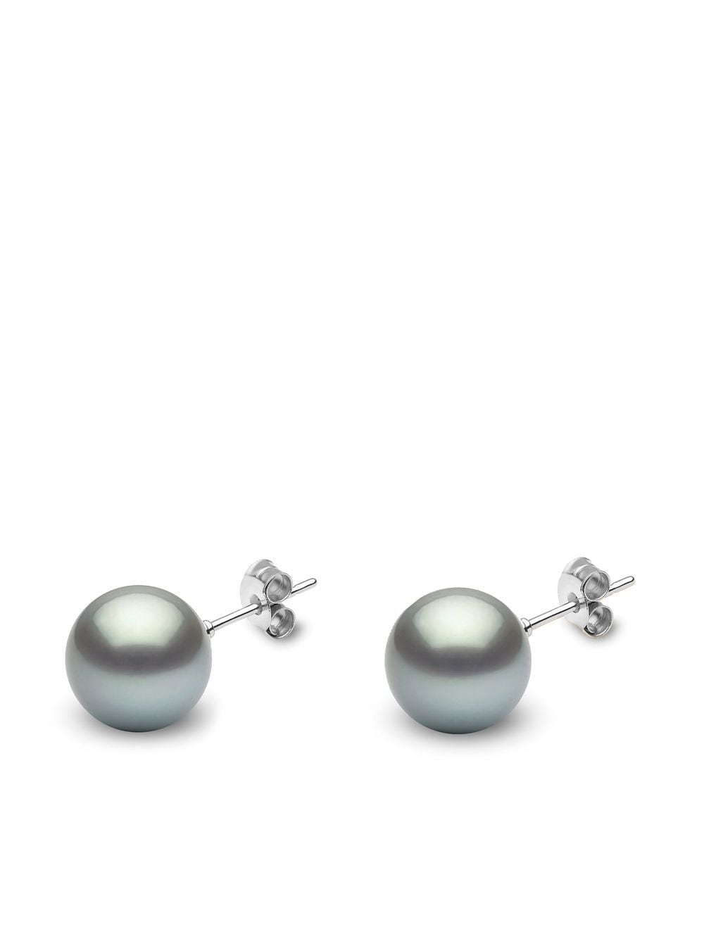 Yoko London 18kt white gold Classic 11mm grey Tahitian pearl stud earrings - Silver von Yoko London