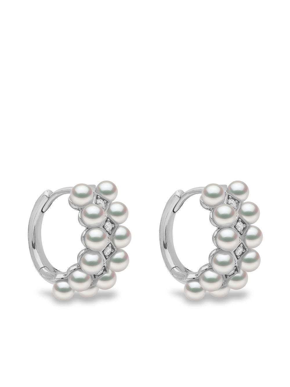 Yoko London 18kt white gold Eclipse Akoya pearl and diamond hoop earrings - Silver von Yoko London