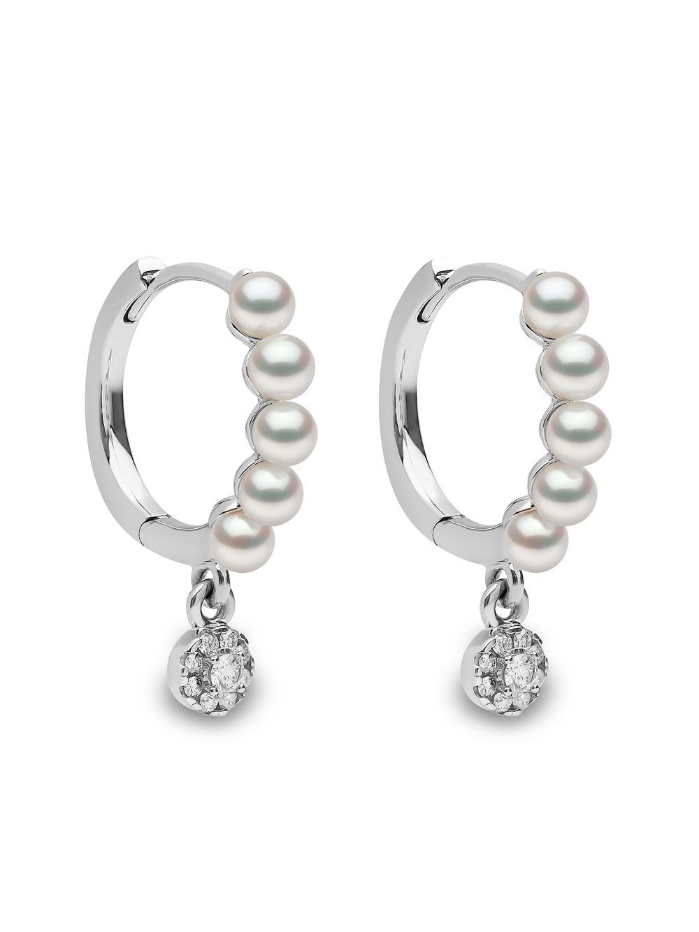 Yoko London 18kt white gold Eclipse Akoya pearl and diamond hoop earrings - Silver von Yoko London