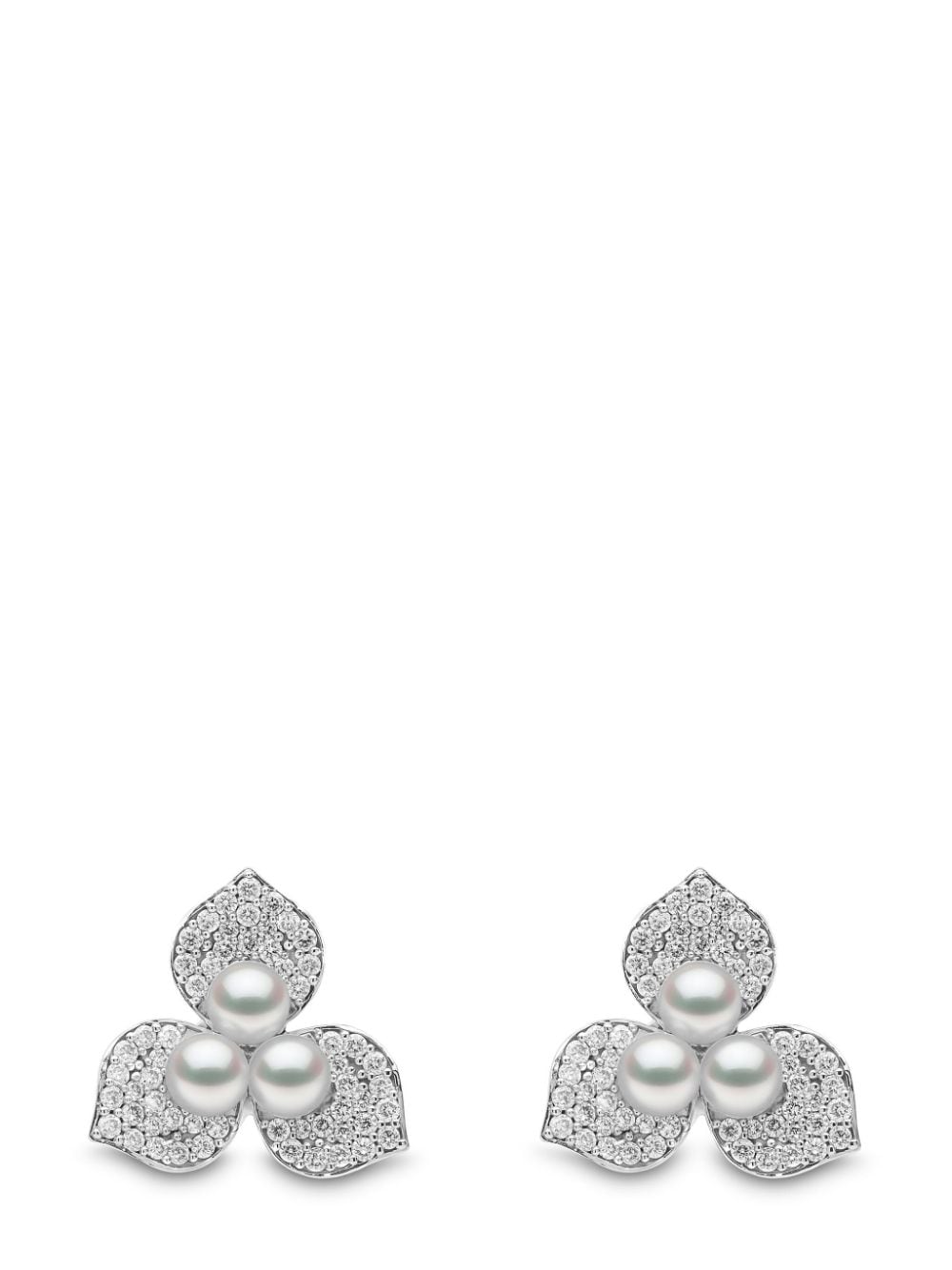Yoko London 18kt white gold Petal pearl and diamond earrings - Silver von Yoko London