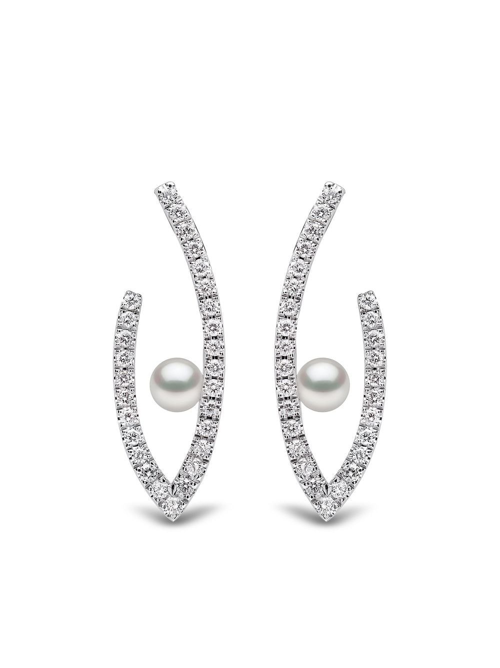 Yoko London 18kt white gold Sleek Akoya pearl and diamond earrings - Silver von Yoko London