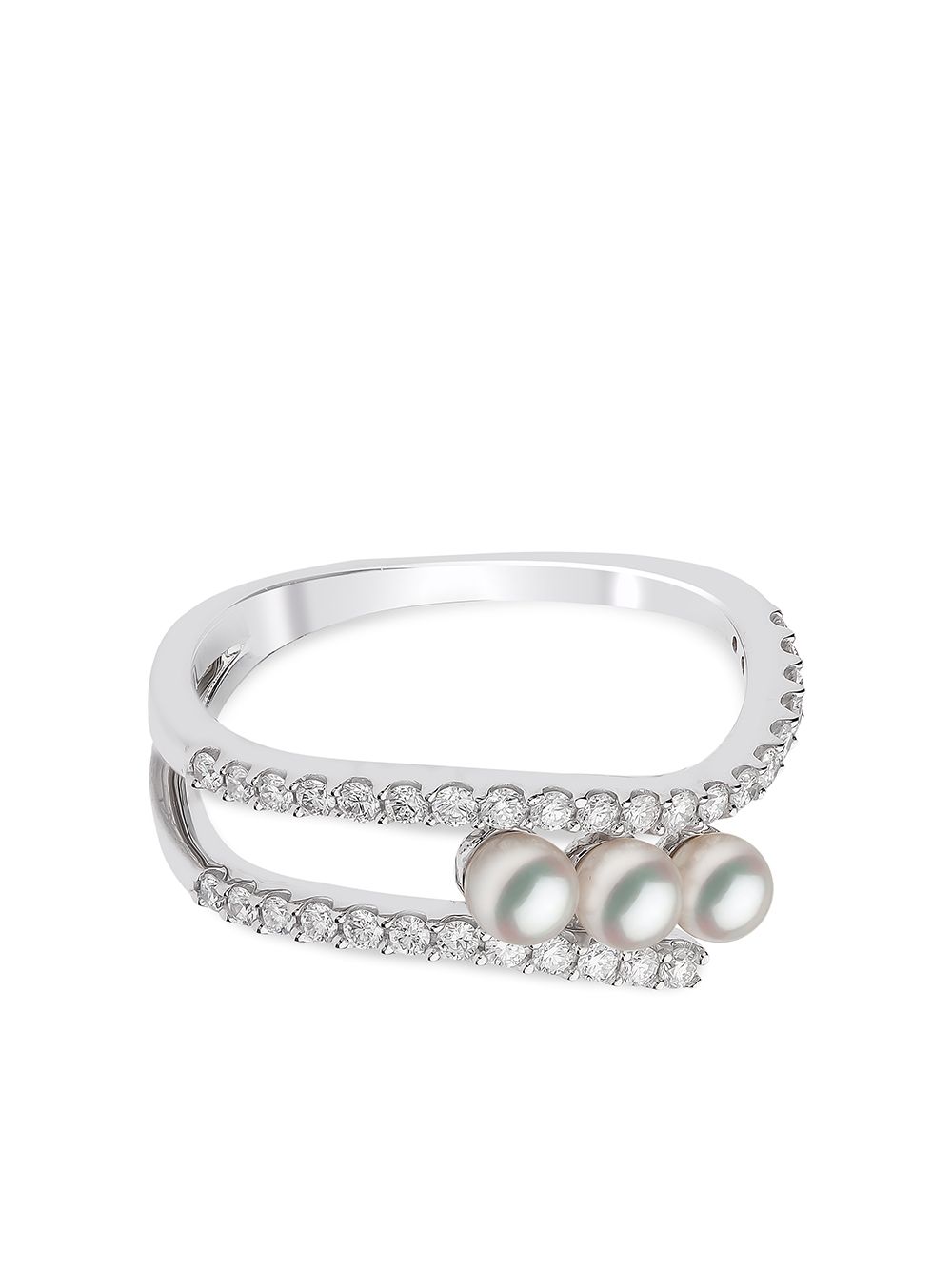 Yoko London 18kt white gold Sleek Akoya pearl and diamond ring - Silver von Yoko London