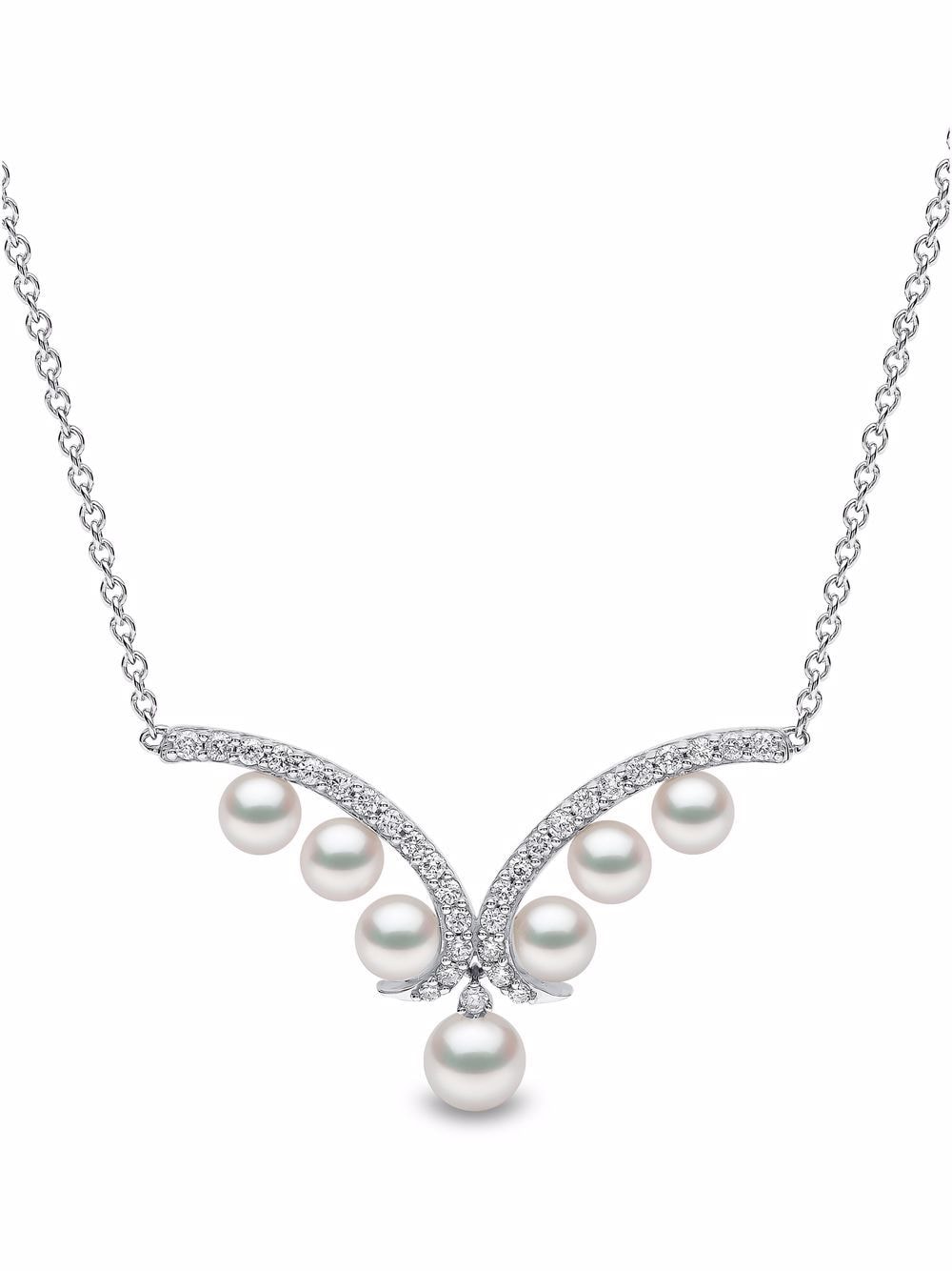 Yoko London 18kt white gold Sleek Akoya pearl diamond necklace - Silver von Yoko London