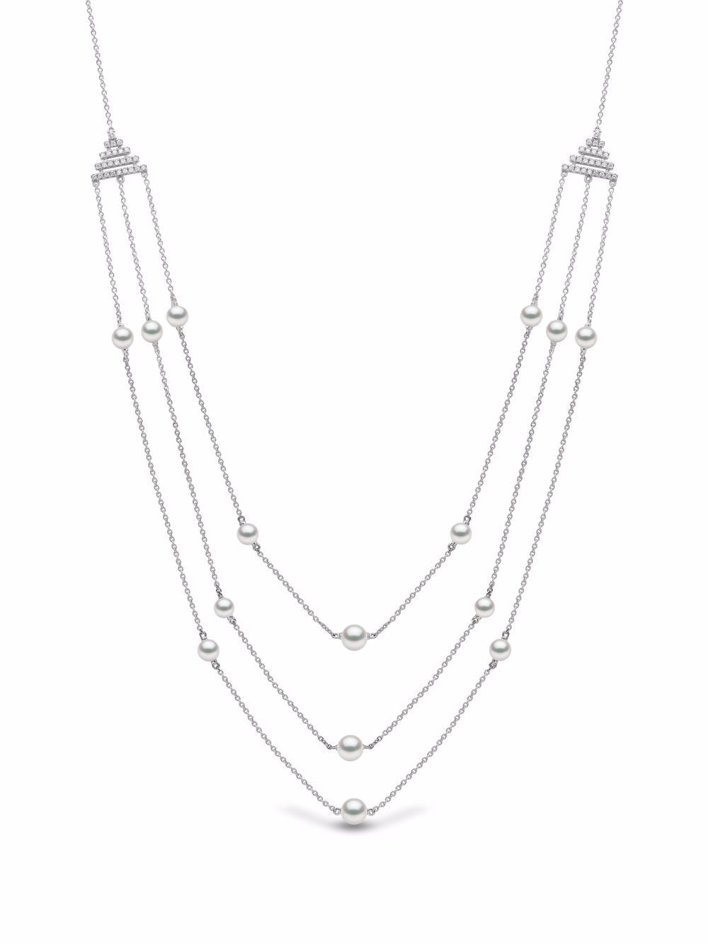 Yoko London 18kt white gold Sleek Freshwater pearl diamond necklace - Silver von Yoko London