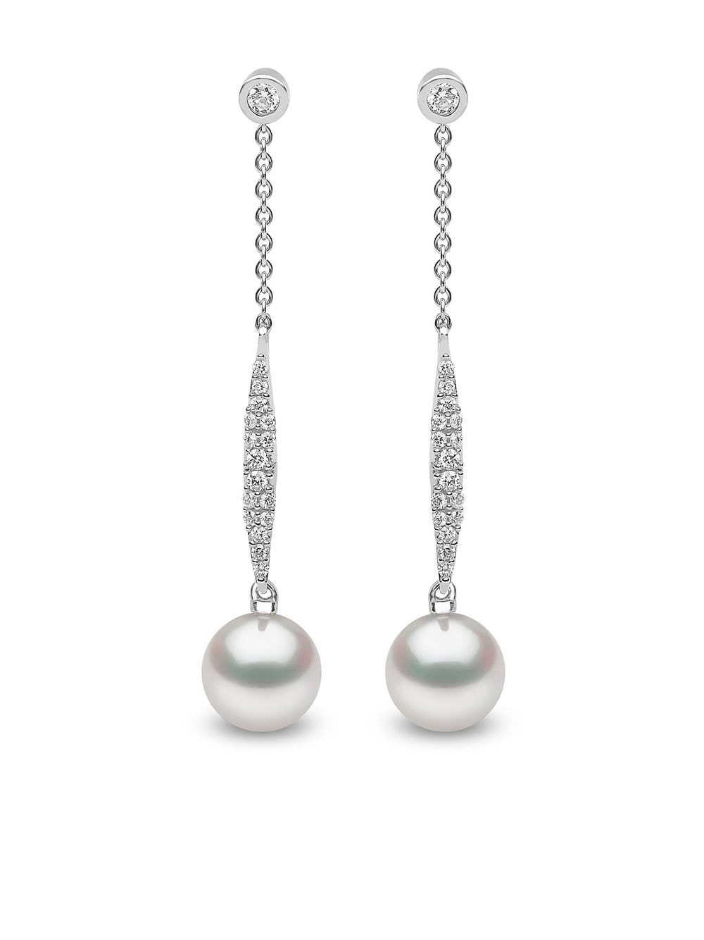 Yoko London 18kt white gold Trend freshwater pearl and diamond drop earrings - Silver von Yoko London