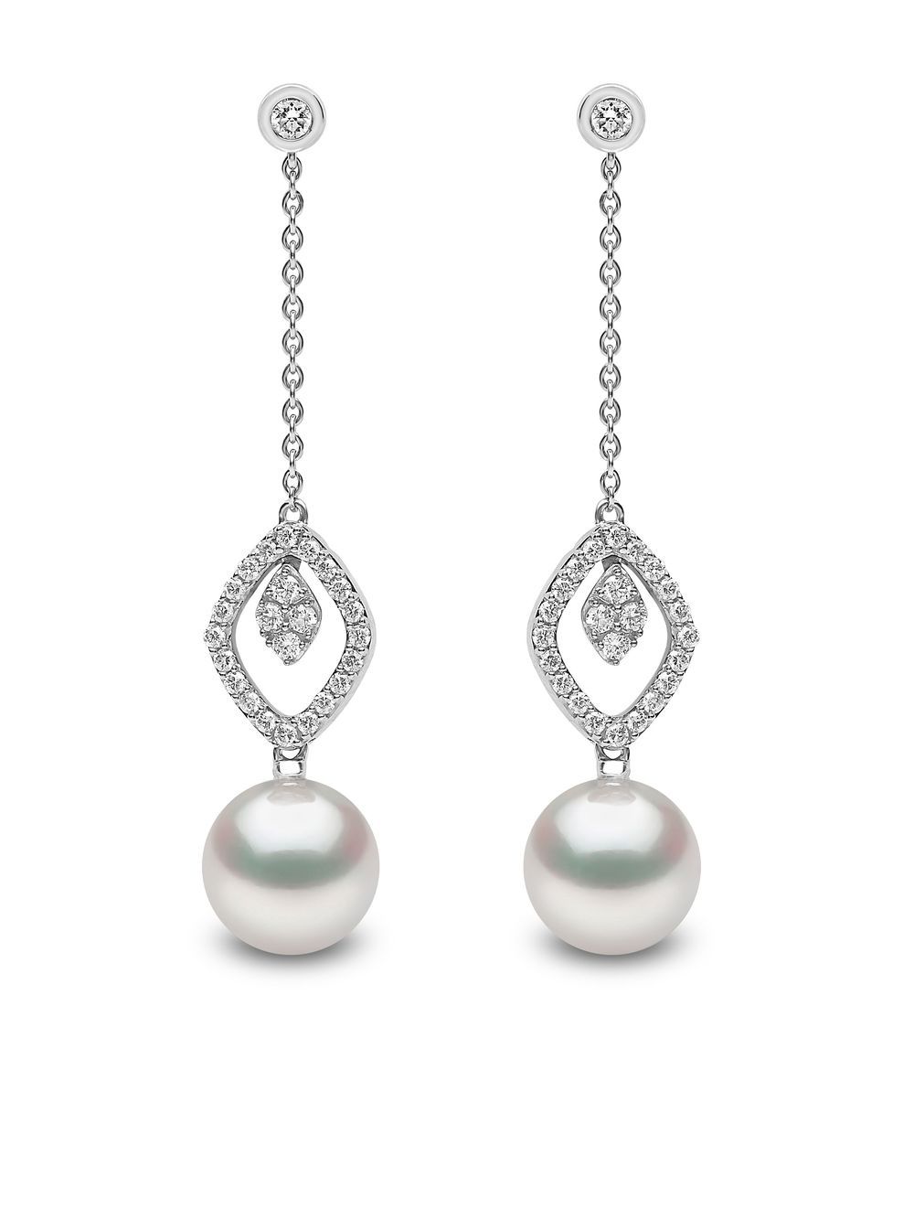 Yoko London 18kt white gold Trend freshwater pearl and diamond earrings - Silver von Yoko London