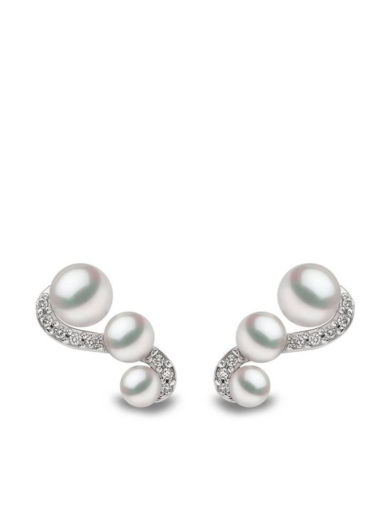 Yoko London 18kt white gold diamond Akoya pearl Sleek stud earrings - Silver von Yoko London