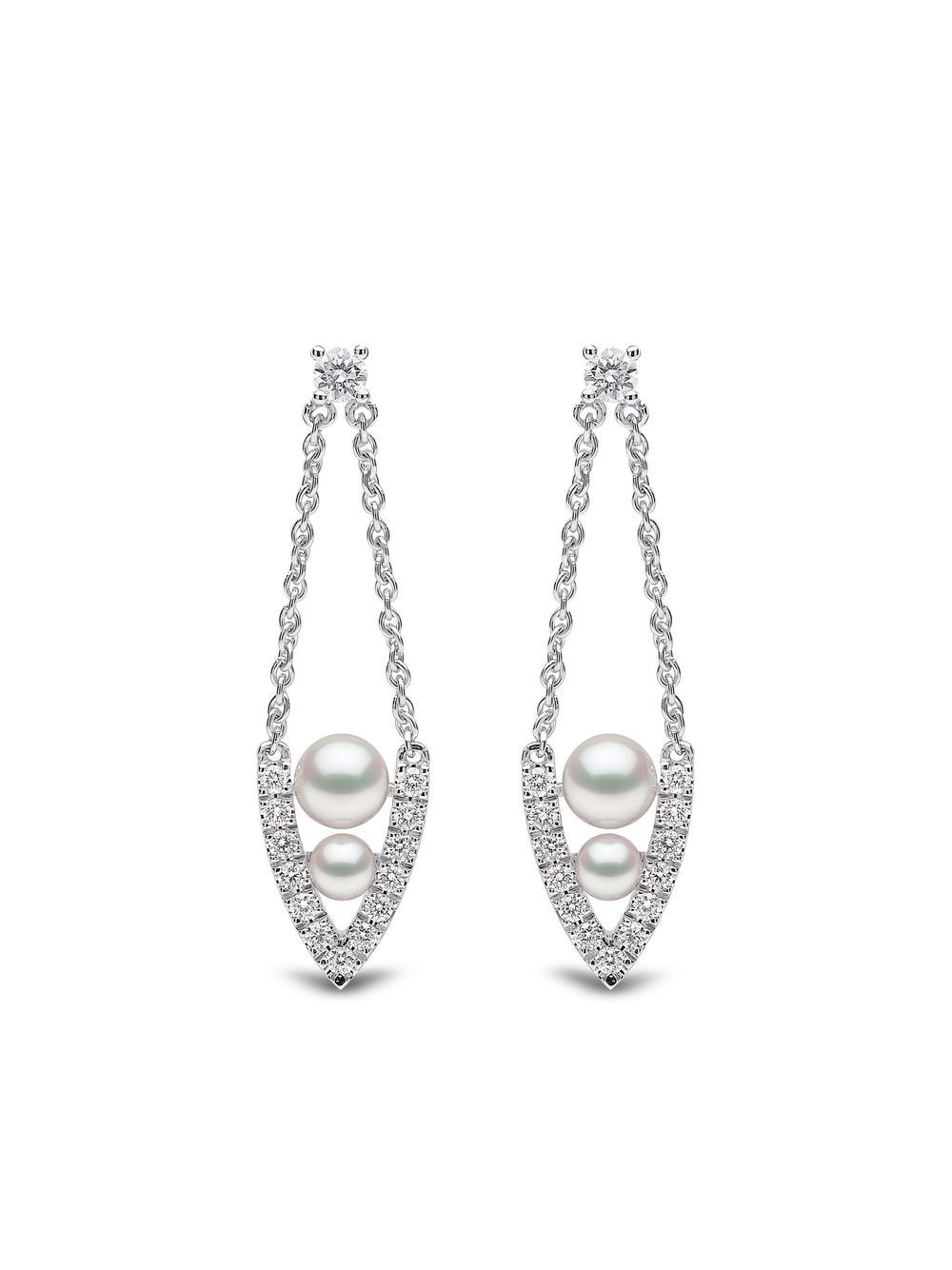 Yoko London 18kt white gold diamond pearl Sleek earrings - Silver von Yoko London