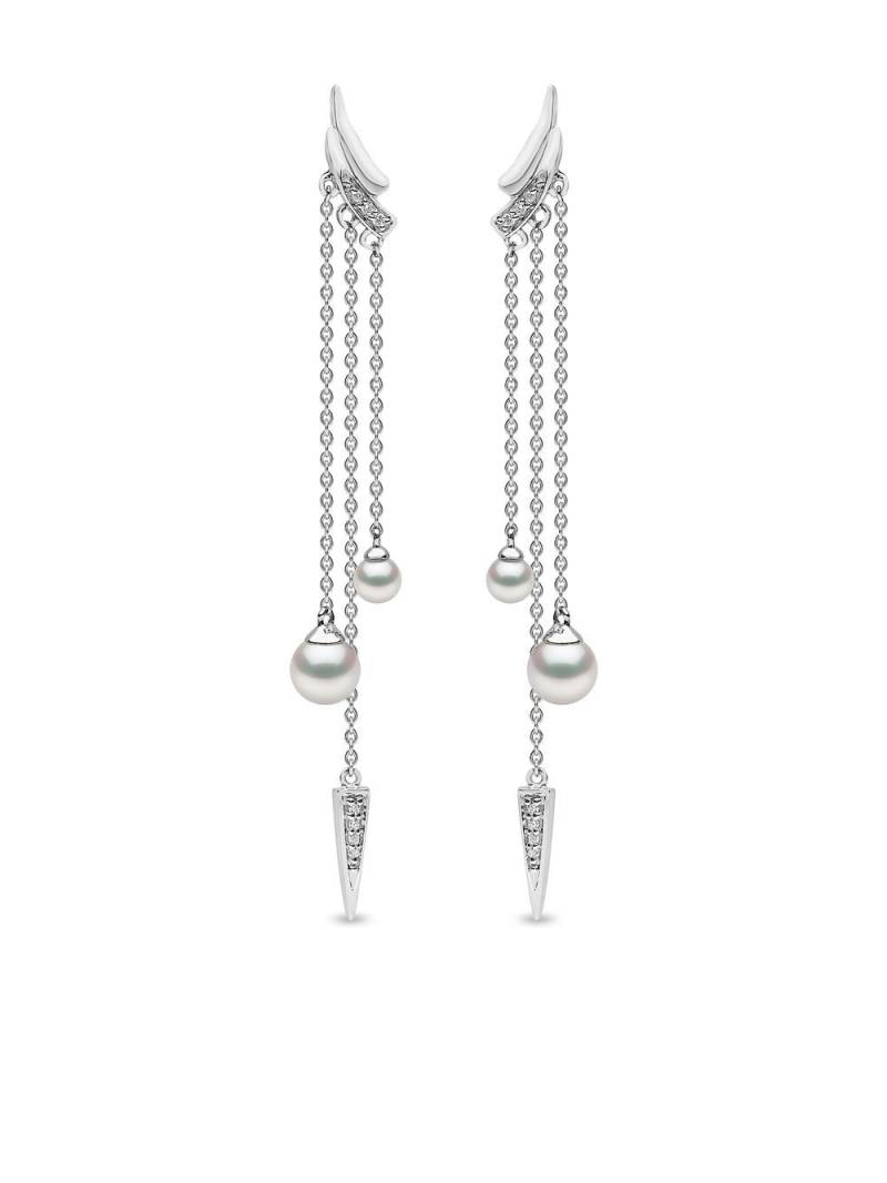 Yoko London 18kt white gold Trend diamond pearl drop earrings - Silver von Yoko London