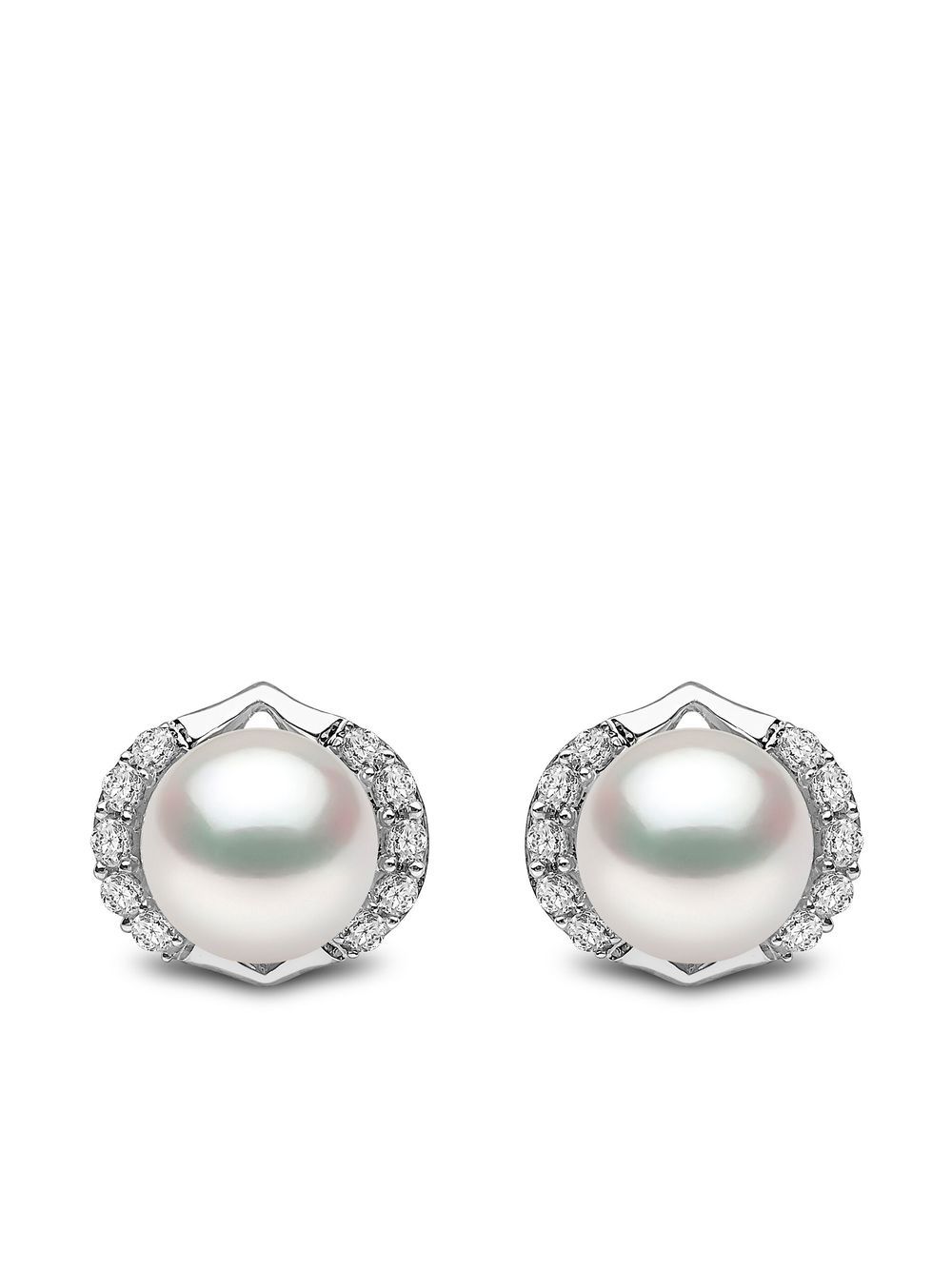 Yoko London 18kt white gold Trend freshwater pearl and diamond stud earrings - Silver von Yoko London