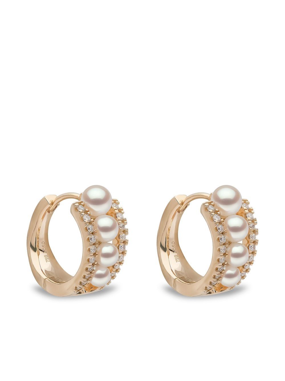 Yoko London 18kt yellow gold Eclipse Akoya pearl and diamond hoop earrings von Yoko London