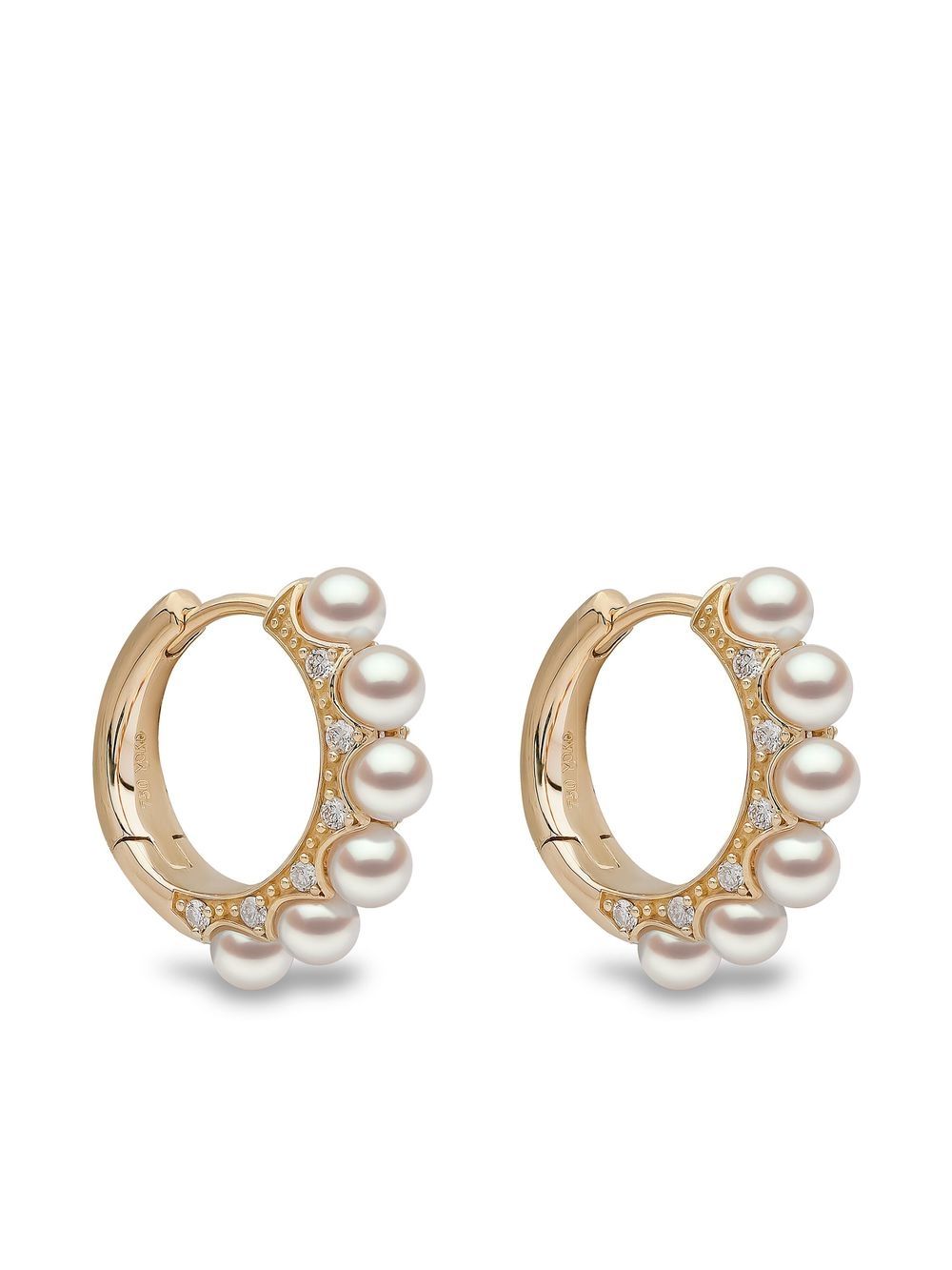 Yoko London 18kt yellow gold Eclipse Akoya pearl and diamond hoop earrings von Yoko London